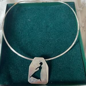 Vintage Silver Silhouette Choker | Dancing Woman Necklace